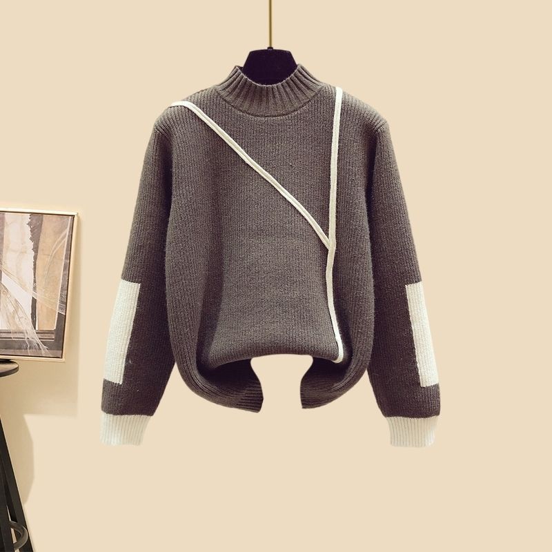 New Women's Thickened Vest Turtleneck Knitting Sweater Baggy Pants Three-piece Set eprolo