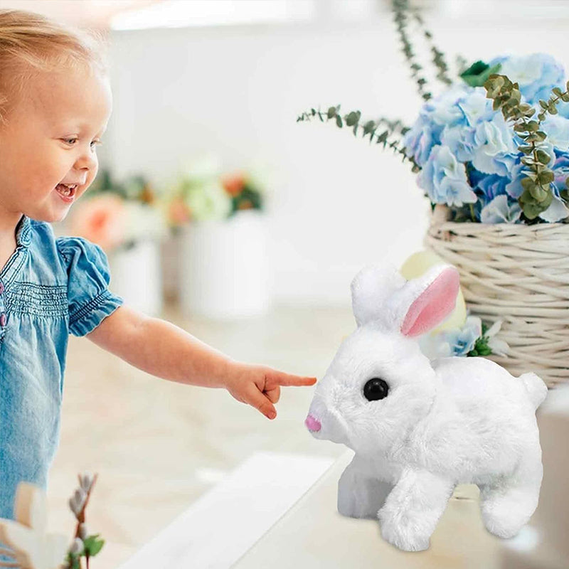 2025 Upgraded Interactive Bunny Toy. Hops, walks, talks, shakes ears. Plush Gift for Kids (Grey). eprolo