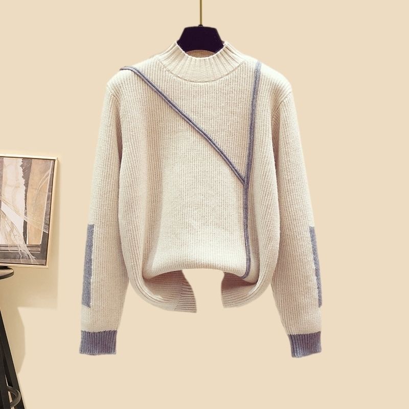 New Women's Thickened Vest Turtleneck Knitting Sweater Baggy Pants Three-piece Set eprolo