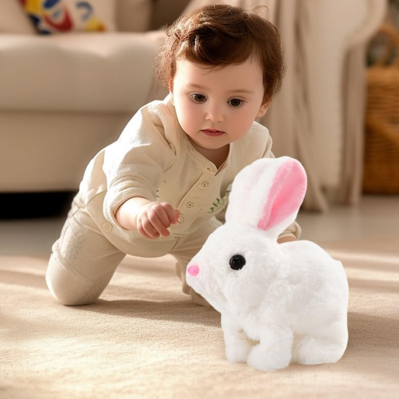 2025 Upgraded Interactive Bunny Toy. Hops, walks, talks, shakes ears. Plush Gift for Kids (Grey). eprolo