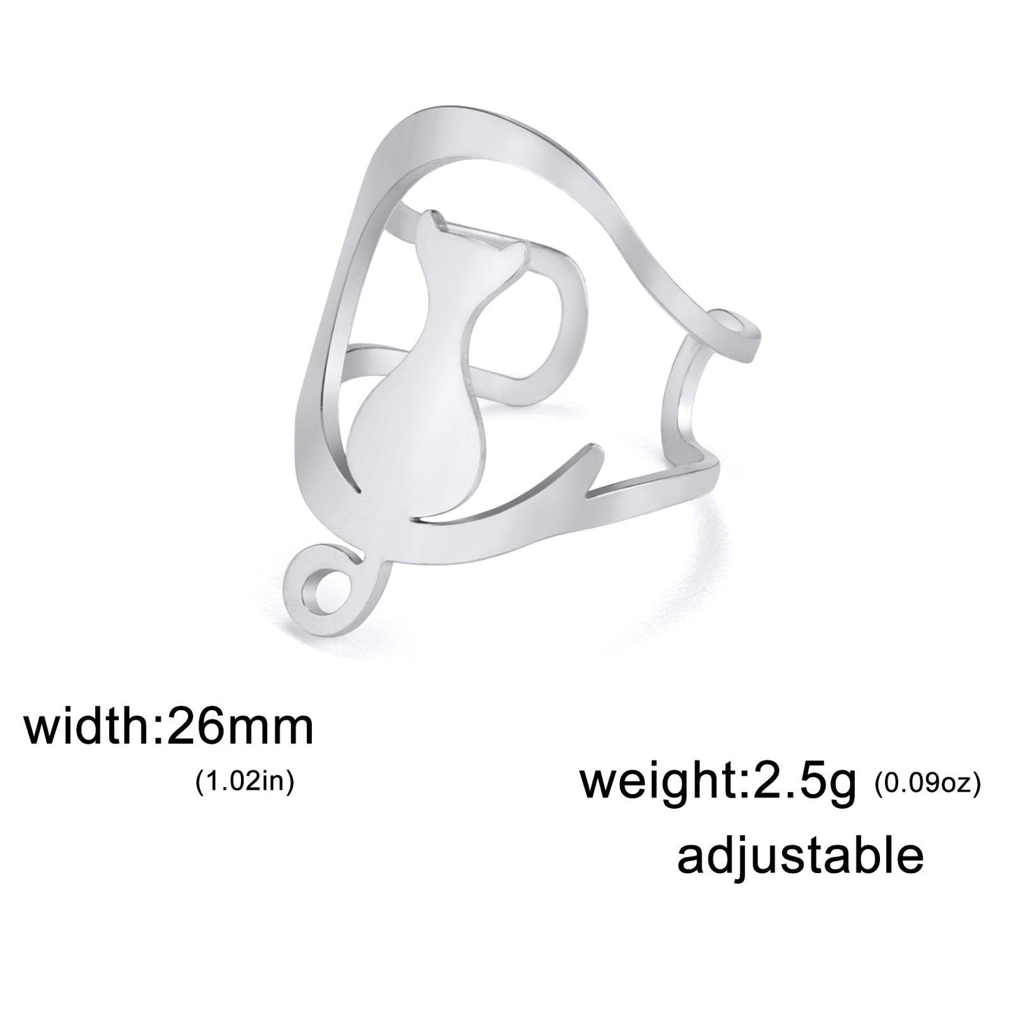 New Cartoon Cute Style Kitty Ring Stainless Steel Adjustable eprolo