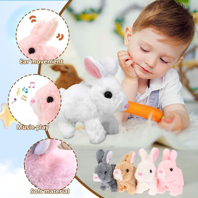 2025 Upgraded Interactive Bunny Toy. Hops, walks, talks, shakes ears. Plush Gift for Kids (Grey). eprolo