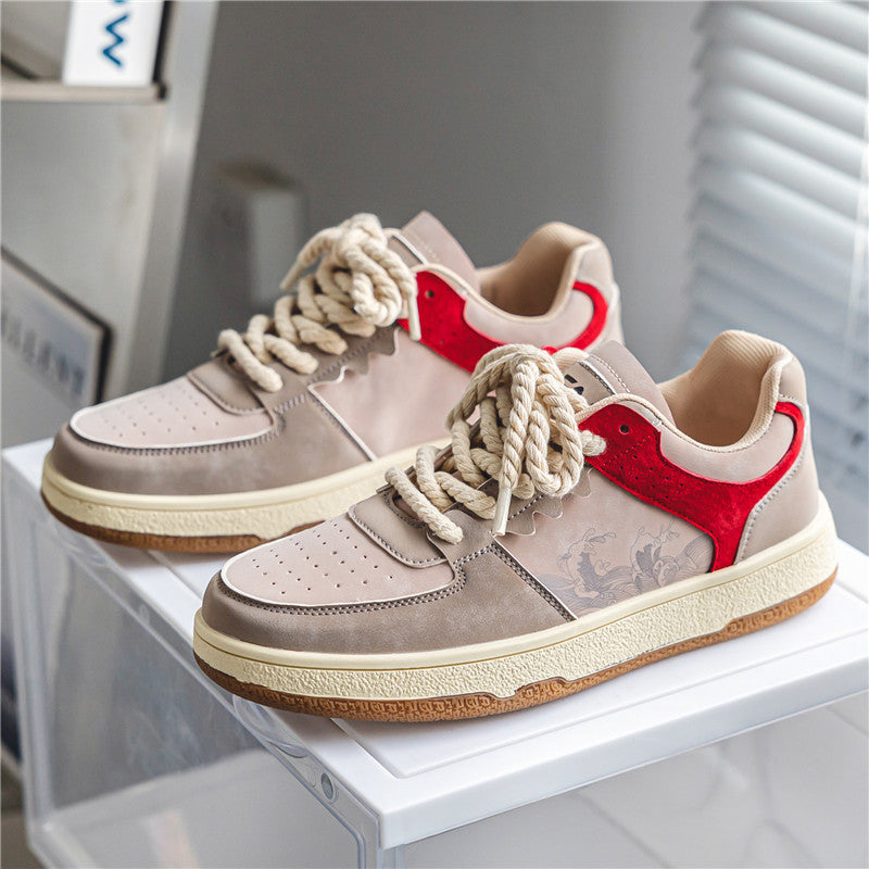 Lace-up Casual Shoes Men Soft Thick Sole Fashion Comfortable Breathable Flats Sneakers Student Platform Outdoor Walking Shoes eprolo