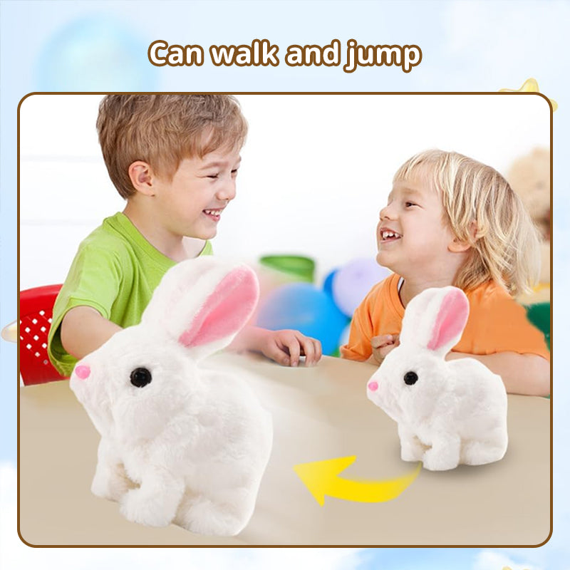 2025 Upgraded Interactive Bunny Toy. Hops, walks, talks, shakes ears. Plush Gift for Kids (Grey). eprolo