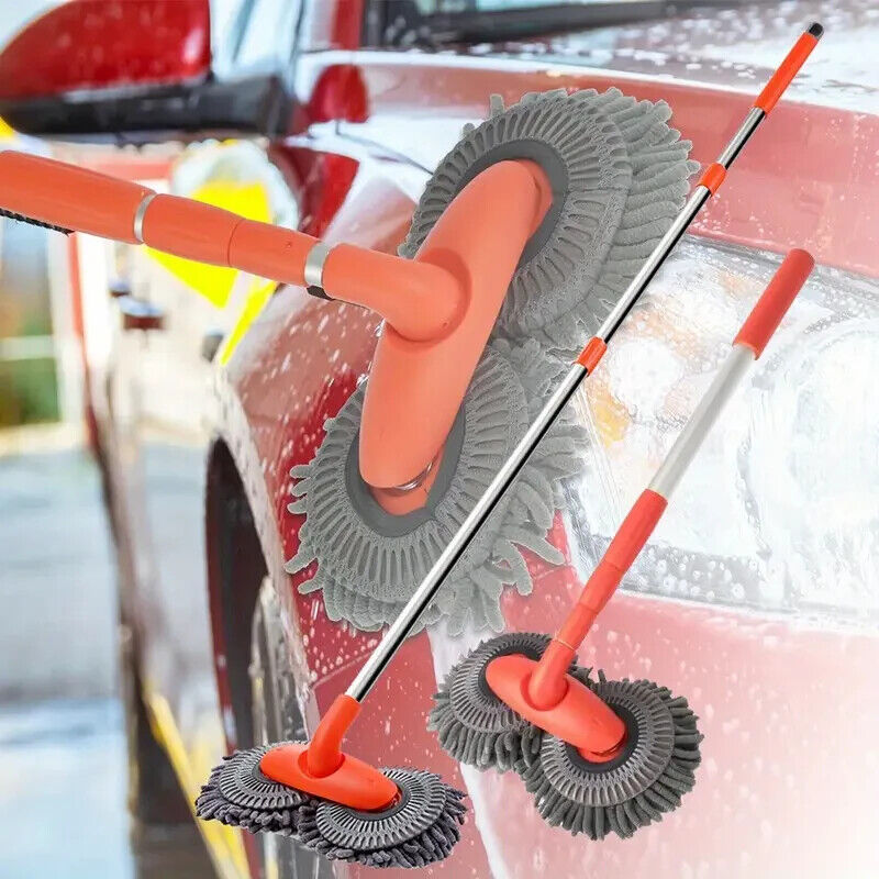 Microfiber Mop Wash Kit Telescopic Car Cleaning Brush With 4 Replacent Header eprolo