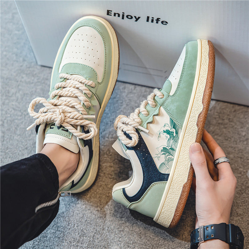 Lace-up Casual Shoes Men Soft Thick Sole Fashion Comfortable Breathable Flats Sneakers Student Platform Outdoor Walking Shoes eprolo