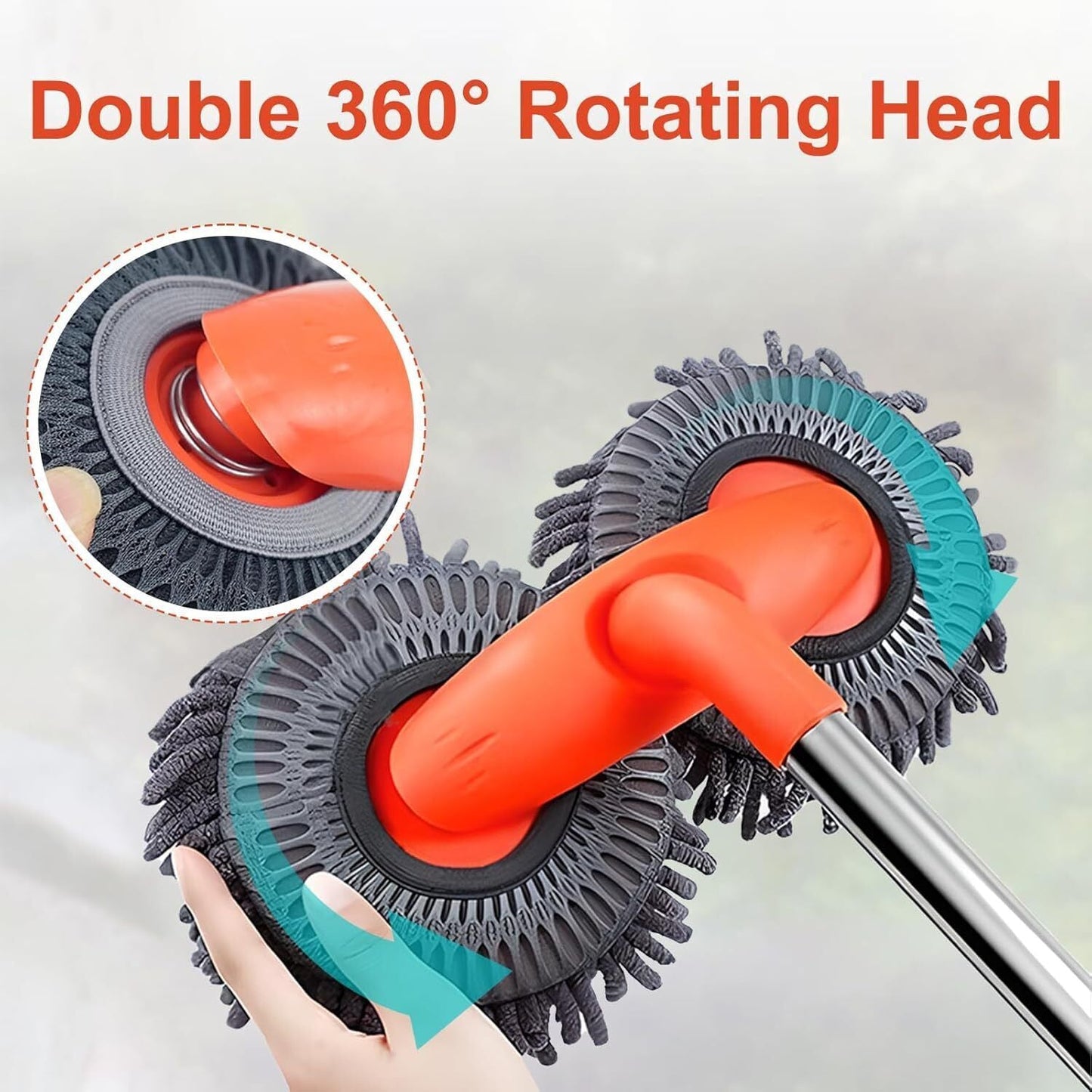 Microfiber Mop Wash Kit Telescopic Car Cleaning Brush With 4 Replacent Header eprolo