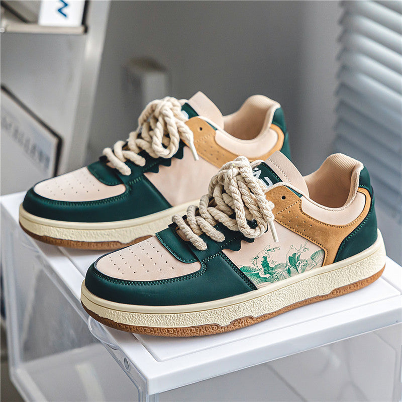 Lace-up Casual Shoes Men Soft Thick Sole Fashion Comfortable Breathable Flats Sneakers Student Platform Outdoor Walking Shoes eprolo
