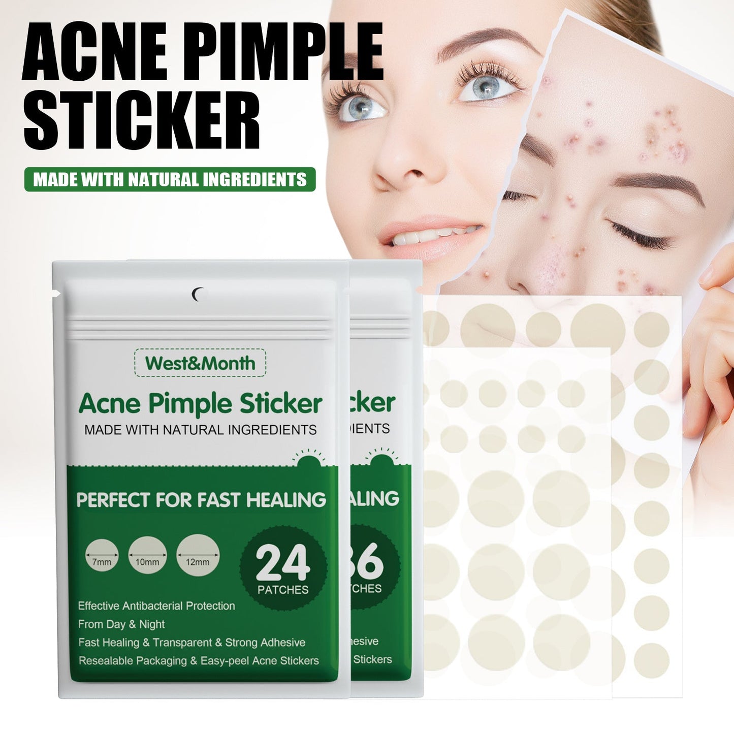 West&Month Liquid Absorbent Acne Patch Invisible Makeup Artificial Skin Repair Essential Oil Waterproof Concealer Acne Patch Breathable eprolo