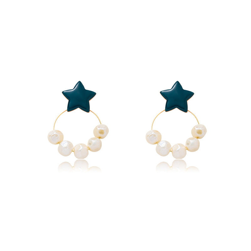Irregular Pearl Earrings Earrings Ins Net Red Five-pointed Star Earrings eprolo