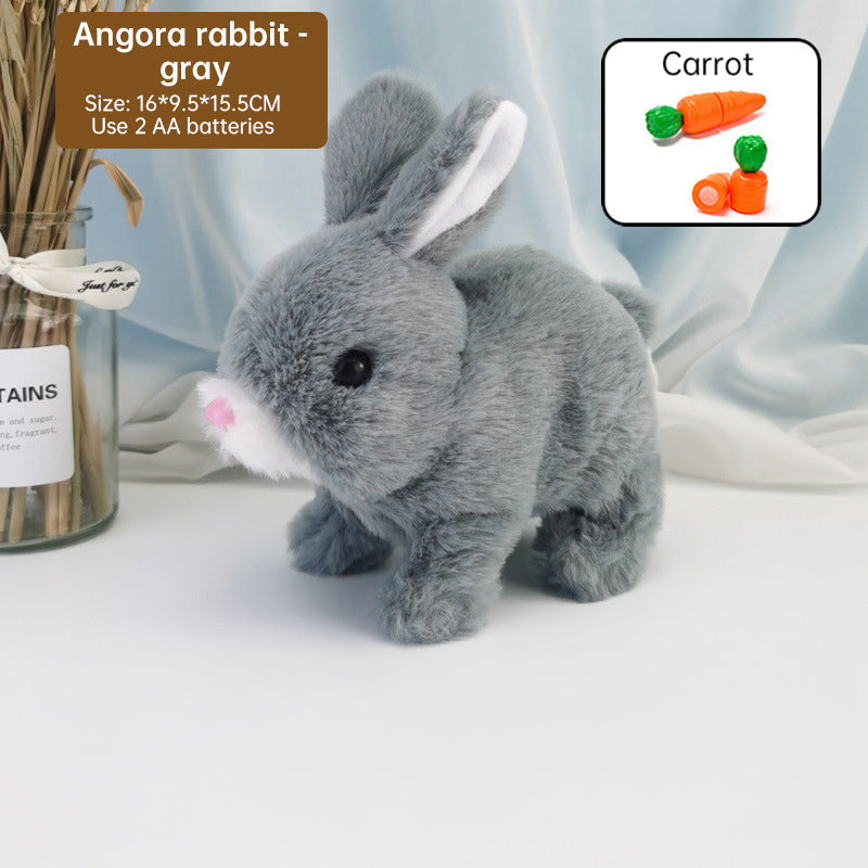 2025 Upgraded Interactive Bunny Toy. Hops, walks, talks, shakes ears. Plush Gift for Kids (Grey). eprolo