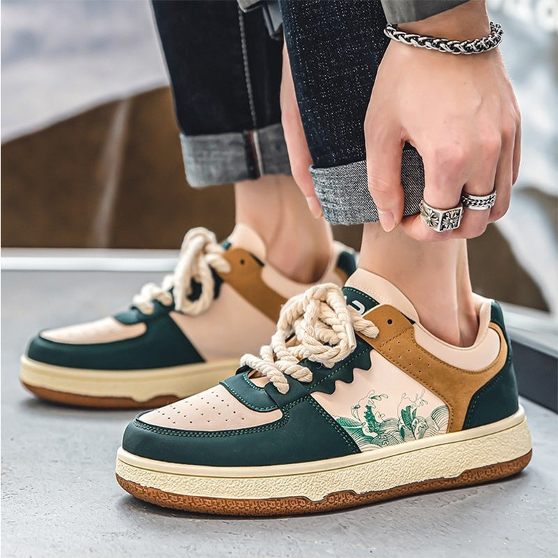 Lace-up Casual Shoes Men Soft Thick Sole Fashion Comfortable Breathable Flats Sneakers Student Platform Outdoor Walking Shoes eprolo