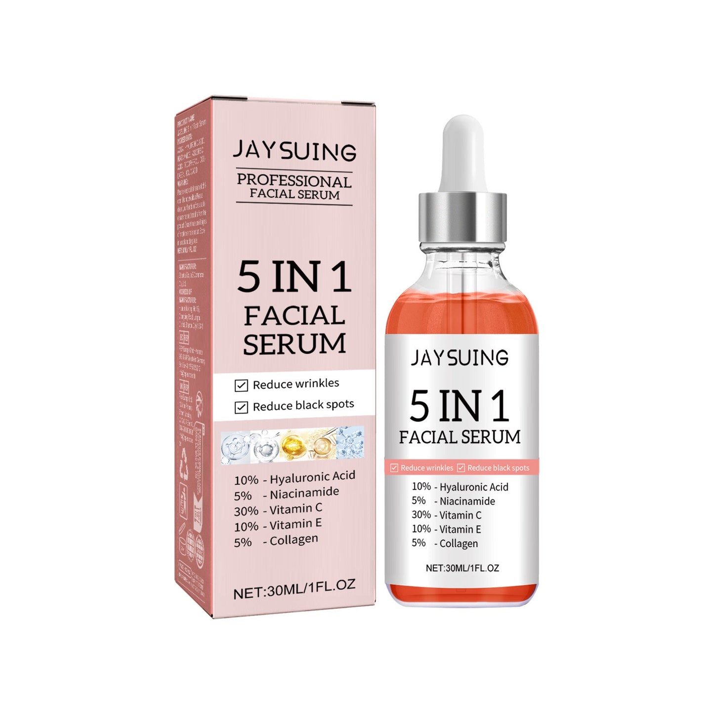 5 In 1 Facial Serum,30 Vitamin C Face Serum,Anti Aging Reduces Wrinkles Hydrating Collagen Facial Serum With Niacinamide,,Hyaluronic Acid, Vitamin E eprolo