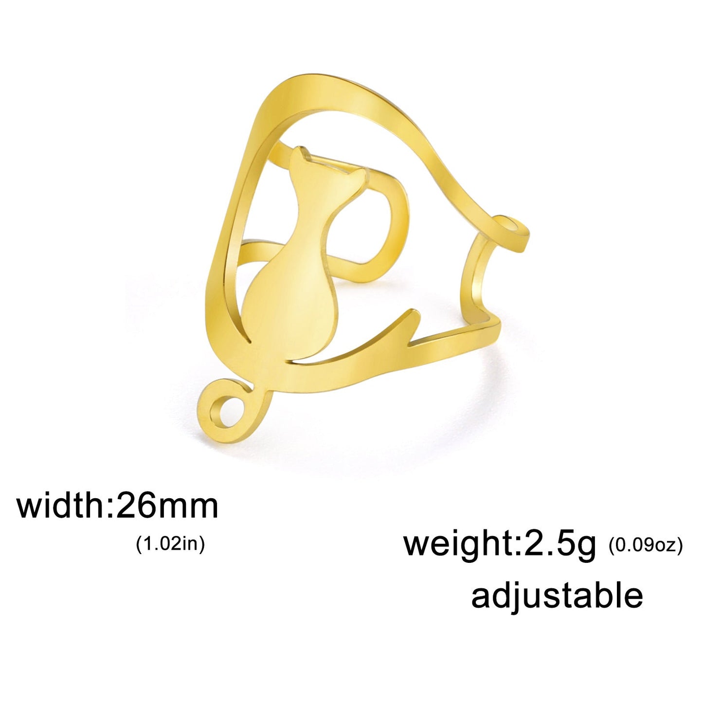 New Cartoon Cute Style Kitty Ring Stainless Steel Adjustable eprolo