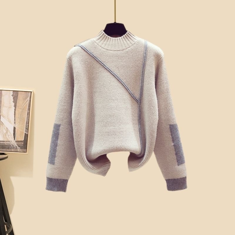 New Women's Thickened Vest Turtleneck Knitting Sweater Baggy Pants Three-piece Set eprolo