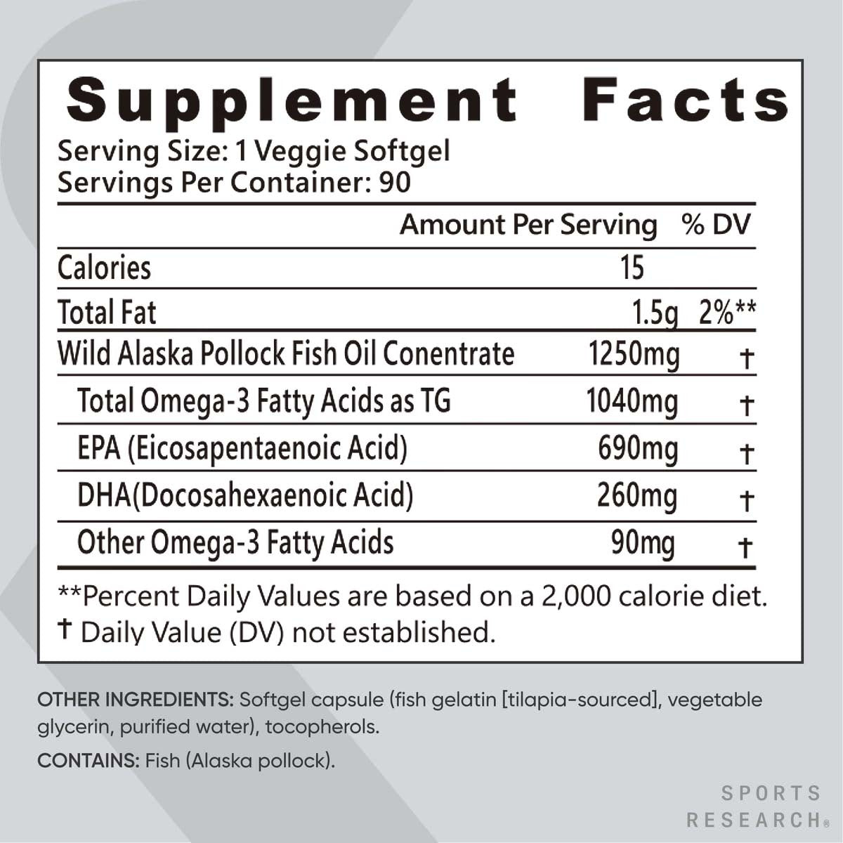 Triple Strength Omega 3 Fish Oil Burpless Fish Oil Supplement W EPA & DHA Fatty Acids From Single-Source Wild Alaska Pollock 90 Count eprolo