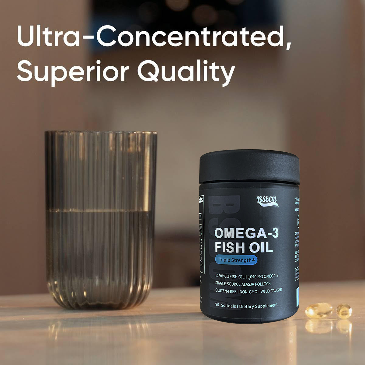 Triple Strength Omega 3 Fish Oil Burpless Fish Oil Supplement W EPA & DHA Fatty Acids From Single-Source Wild Alaska Pollock 90 Count eprolo