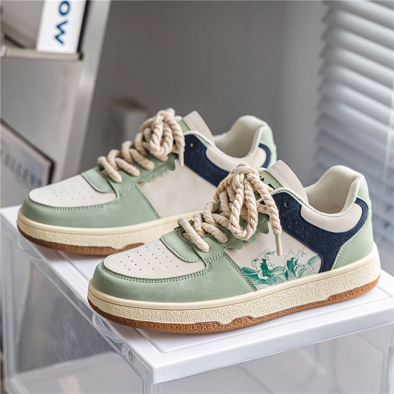 Lace-up Casual Shoes Men Soft Thick Sole Fashion Comfortable Breathable Flats Sneakers Student Platform Outdoor Walking Shoes eprolo