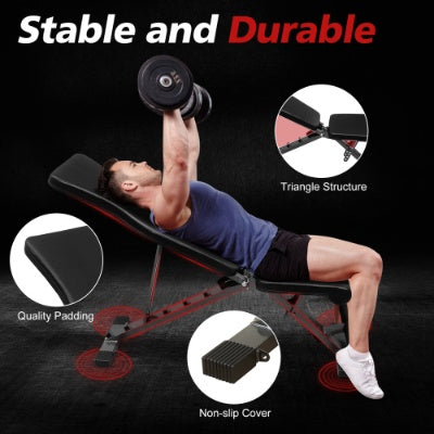 Weight Bench For Full Body Workout, Adjustable Strength Training Sit-up Chair, Multi-Purpose Foldable Incline Decline Bench eprolo