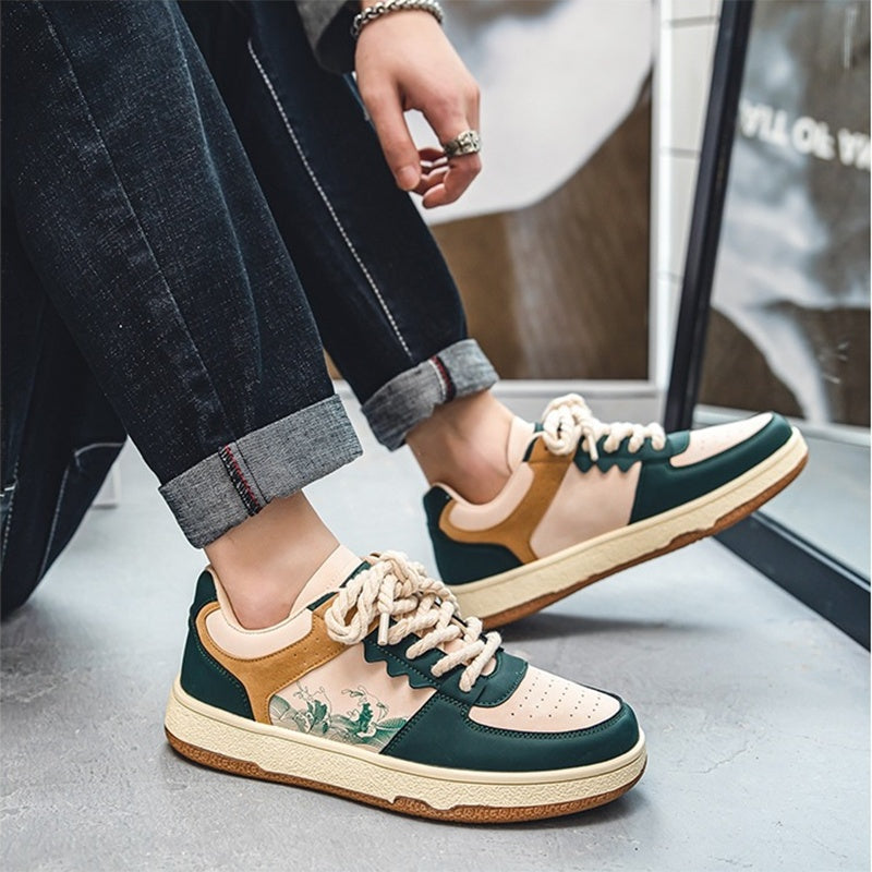 Lace-up Casual Shoes Men Soft Thick Sole Fashion Comfortable Breathable Flats Sneakers Student Platform Outdoor Walking Shoes eprolo