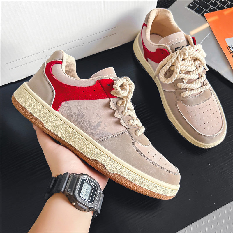 Lace-up Casual Shoes Men Soft Thick Sole Fashion Comfortable Breathable Flats Sneakers Student Platform Outdoor Walking Shoes eprolo