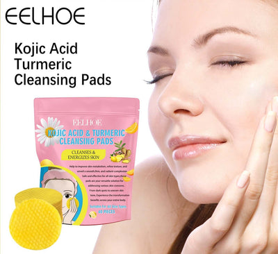 EELHOE Turmeric Kojic Acid Cleansing Pads Exfoliating Pads Facial Sponges For Cleansing Exfoliating Daily Cleansing Skin Care (40 PCS) eprolo