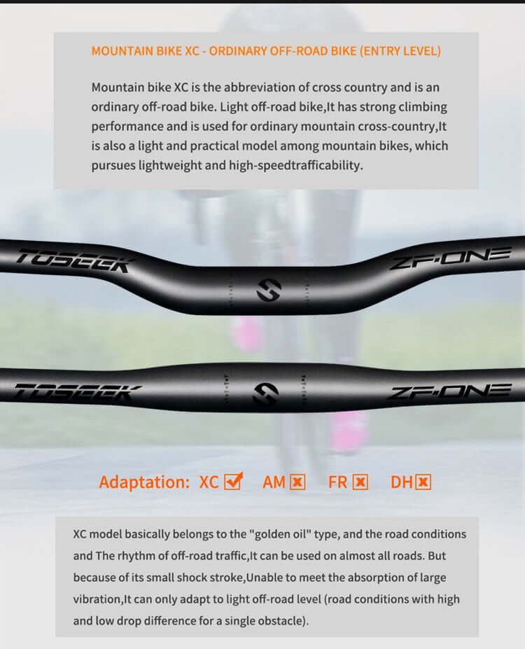 TOSEEK Carbon Fiber MTB Handlebar, 31.8mm, One-piece, Swallow-shaped - Ideal for Mountain Bikes eprolo
