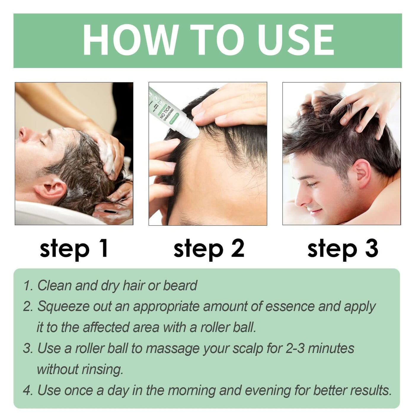 Strengthening Roll On Hair Essential Oil, Scalp Massage Moisturizing Hair Roots Thickening Hair Care Ball Essential Oil eprolo