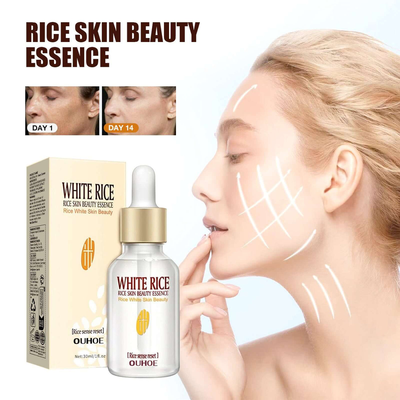 Rice Anti Wrinkle Essence, Repairs Skin Moisturizes Firms Whitens Essence eprolo