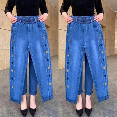 Women's Plus Size Thin High Waist Stretch Jeans Dropshipman