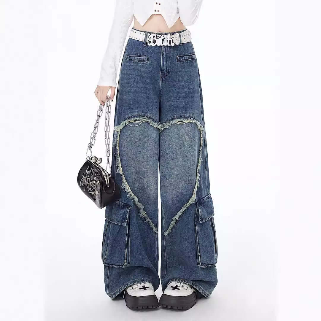 American Street Washed Tie-dyed Jeans Women Dropshipman