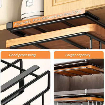 Under - Cupboard Hanging Organizer: Hooks for Paper Towels, Rags, Plus Shelf for Cutting Boards & Pot Covers eprolo