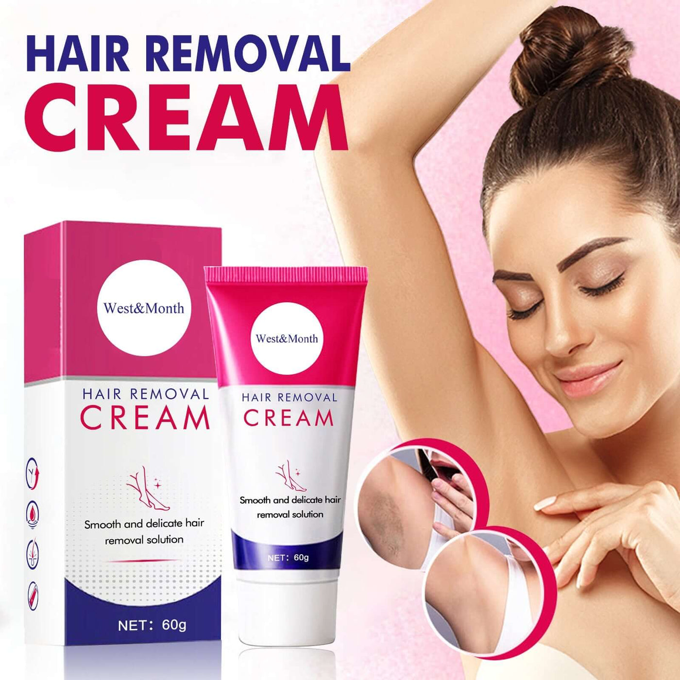 Hair Removal Cream, Gentle Cleansing Tender Hair Removal Cream eprolo