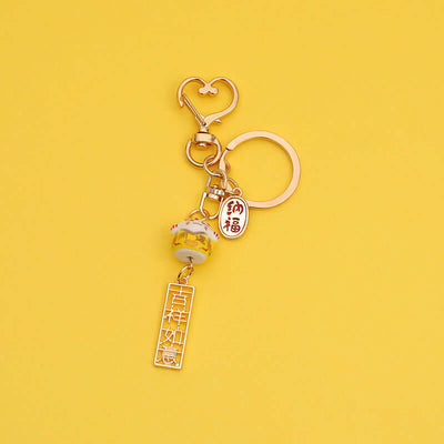 Cute Cartoon Ceramic Lucky Cat Keychain Ring Chain Creative Gift eprolo