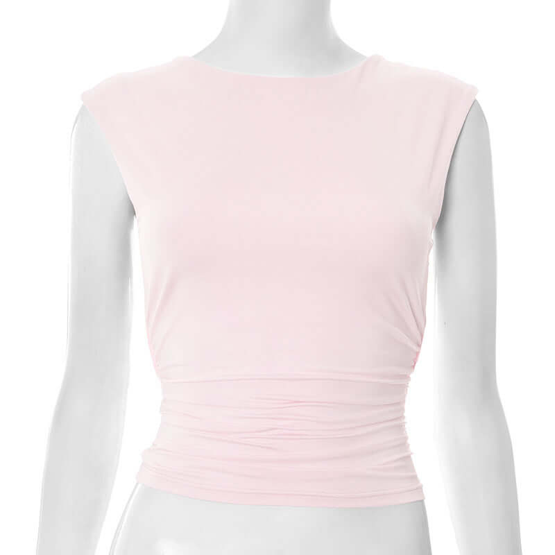 European And American Solid Color Off-neck Backless Slim Fit T-shirt Top eprolo