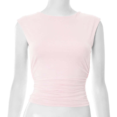European And American Solid Color Off-neck Backless Slim Fit T-shirt Top eprolo