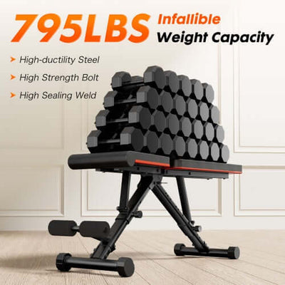 Adjustable foldable workout bench for home gym strength training