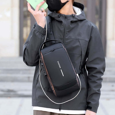 Waterproof Anti Theft Designer Password Lock Bag Usb Crossbody Sling Bags For Men Chest Bags eprolo