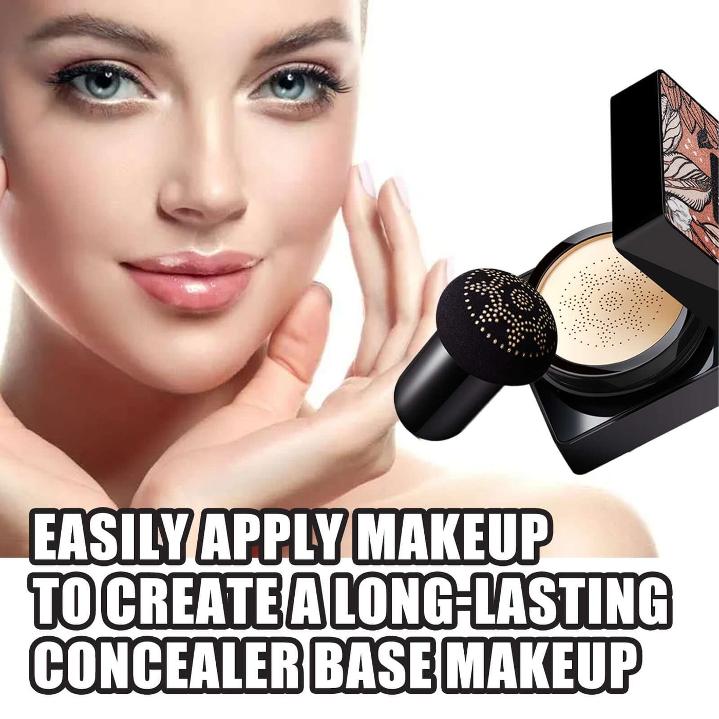 Magic Mat Powder Puff, Invisible Pore Ivory White Natural Color With Mushroom Air Cushion On Makeup Base eprolo