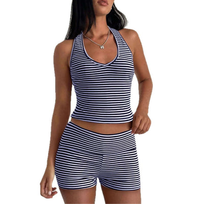 Hanging neck striped suit for women's clothing eprolo