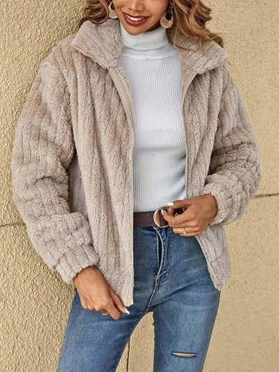 Plush Zip Up Long Sleeve Jacket eprolo