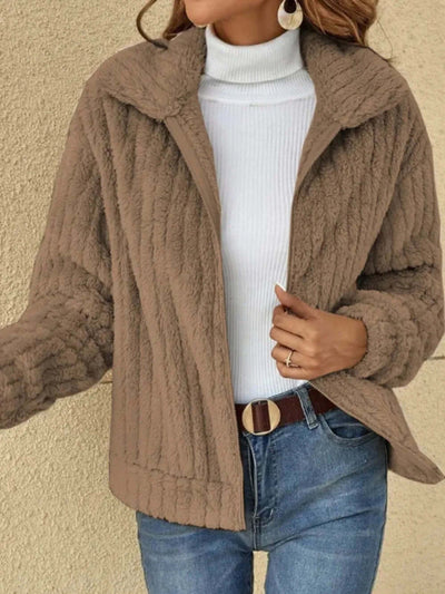 Plush Zip Up Long Sleeve Jacket eprolo
