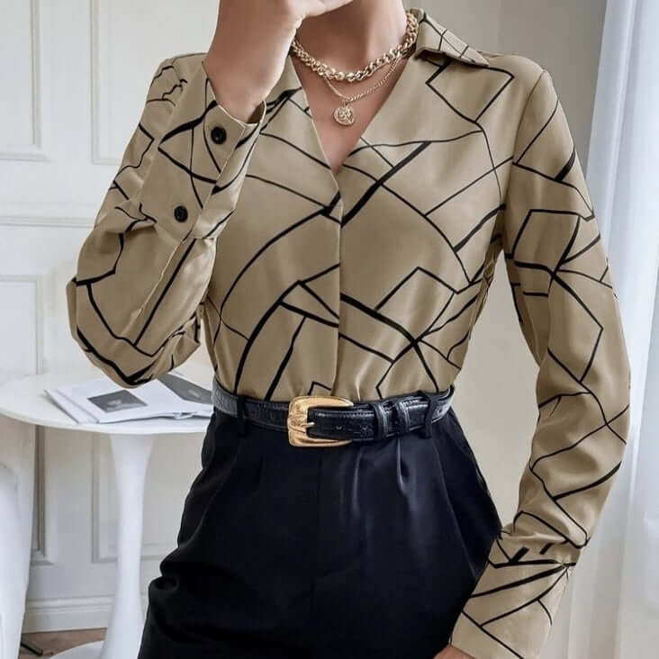 Ladies' New Fashionable Commuting Elegant And Comfortable Slim Fit Striped Collar Top Shirt eprolo