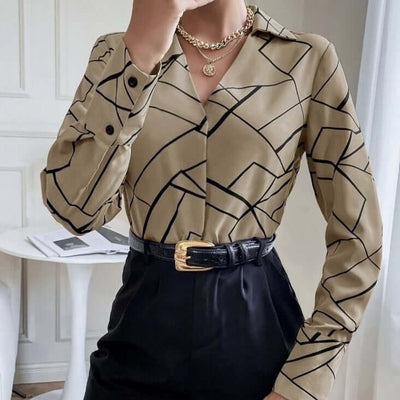 Ladies' New Fashionable Commuting Elegant And Comfortable Slim Fit Striped Collar Top Shirt eprolo