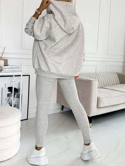 3pcs Women's Sports Suit Loose Hooded Pockets Sweatshirt And Vest And Slim Trousers eprolo