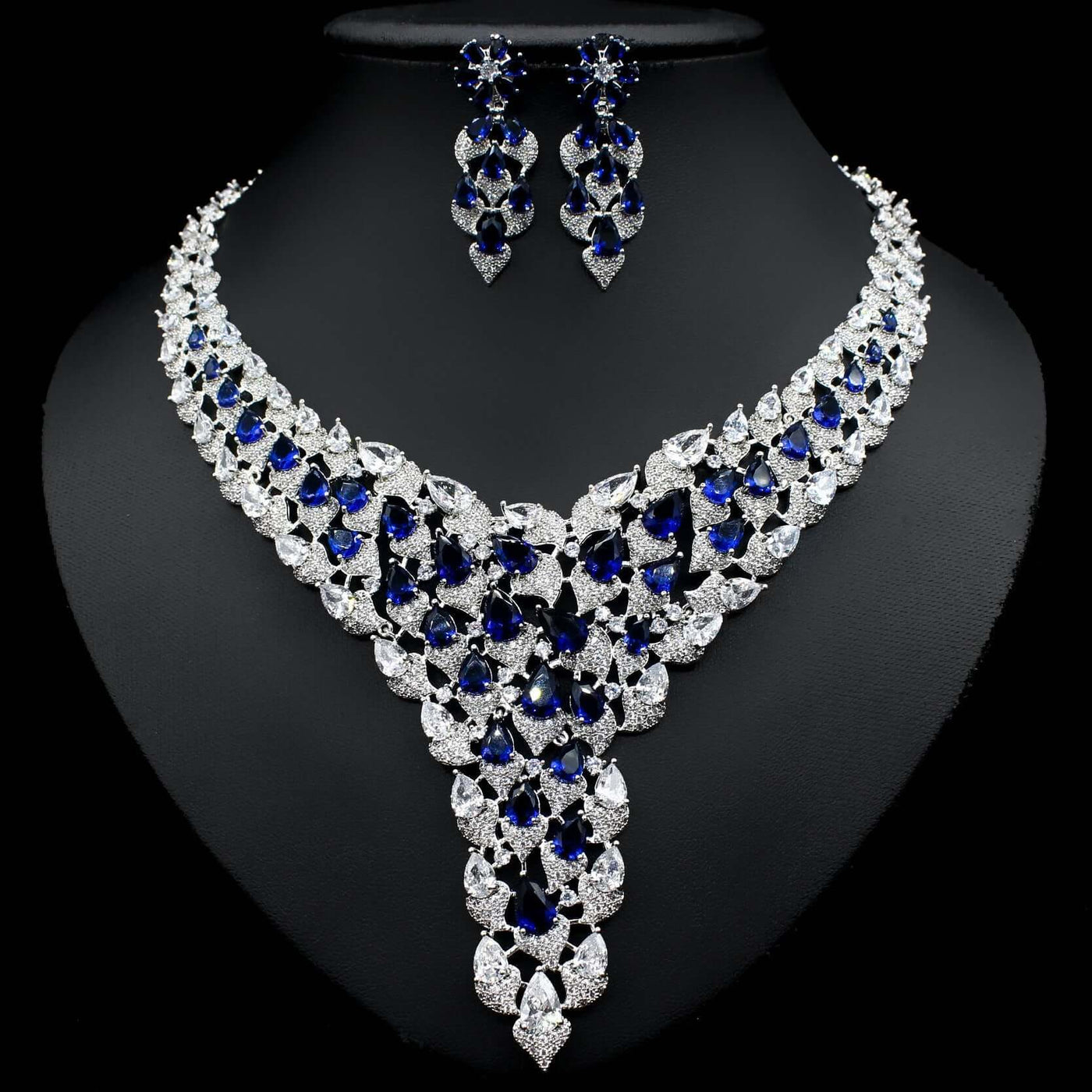 Full Diamond Exaggerated Fashion Necklace Earrings eprolo