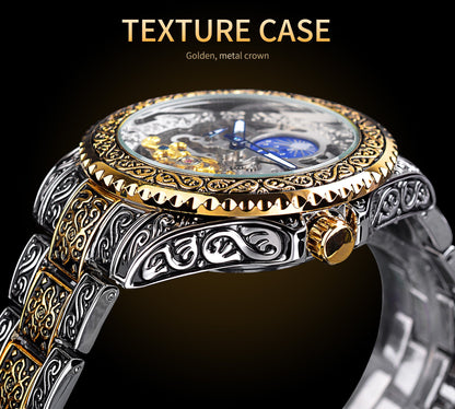 Forsining Skeleton Carved Tourbillon Mechanical Watches Luxury Men's Wristwatch eprolo