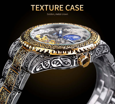 Forsining Skeleton Carved Tourbillon Mechanical Watches Luxury Men's Wristwatch eprolo