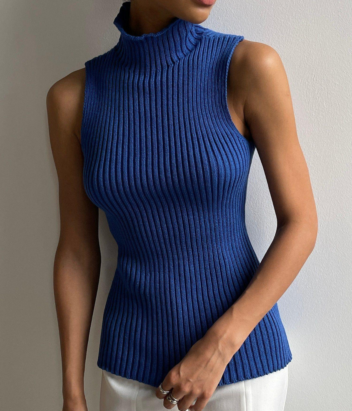Turtleneck Sleeveless Top Fashion Casual eprolo