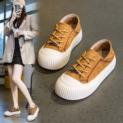 Female Cowhide Platform Soft Bottom Casual Shoes eprolo